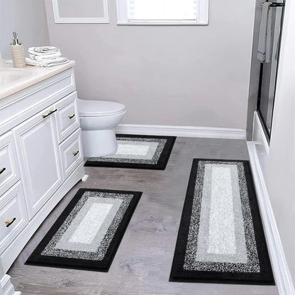 LOKHOM Bathroom Rug Sets, Non Slip, Absorbent Microfiber, Soft Farmhouse Bathroom Rug, Includes U-Shaped Toilet Mat, Shower, Machine Washable Home Goods Grey rug Cozy Bath Mat summerwins,back to school,dorm essentials,home decor,home essentials