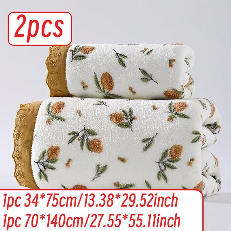 2pcs/4pcs Set, Modern Easy Small Floral Towel And Bath Towel Set Ultra-Soft Ultra-Large Bath Towel Quick-Drying Towel And Bath Towel Non-Shedding High-Absorbent Ultra-Soft Lightweight Style High-Quality Durable Bathroom Additions New Year Style Towe