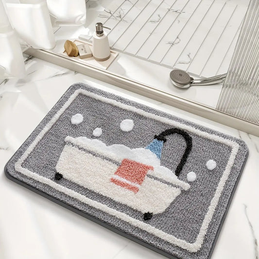1pc Bathroom Rug Mat, Extra Soft Absorbent Premium Bath Rug, Non-Slip Comfortable Bath Mat for Bathroom Floor, Sink, Bathtub, Shower Room