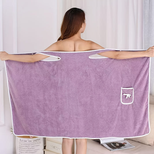 Bow Thickened Adult Bath Towel, Coral Wearable Absorbent Quick-drying Soft Skin-friendly Bathrobe, Beach Towel, Bath Towel