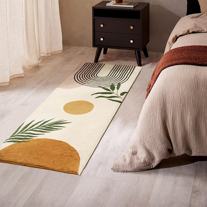 Luxurious Bohemian Style Non-Slip Bath Mat - Soft, Washable 700G Plush Faux Cashmere with TPR Backing, Modern Geometric & Botanical Design, Perfect for Shower & Bathtub, Rectangular, Bath Accessories