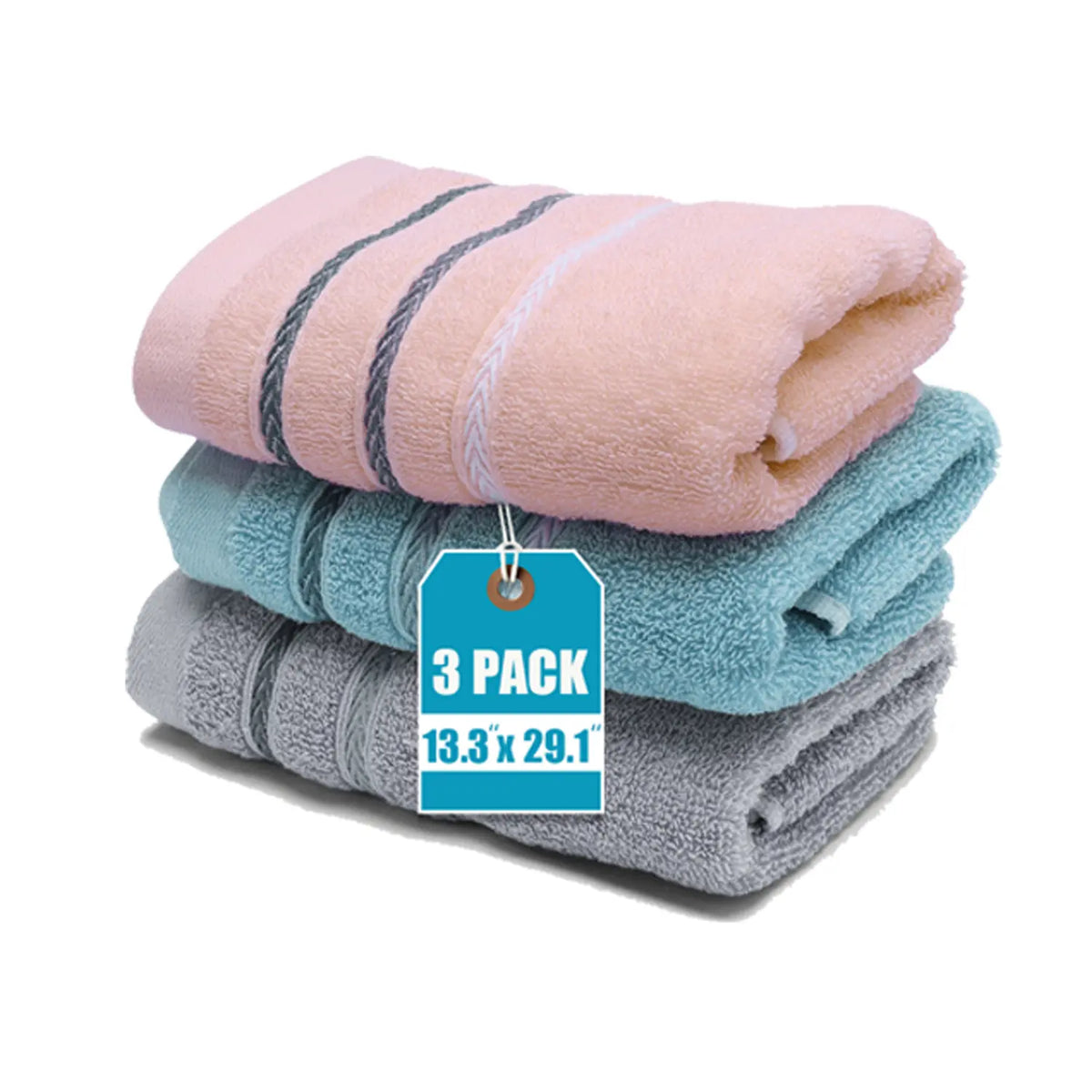 3 Pack Unisex Fade Resistant Towel Sets - Ultra Soft, Quick-Drying, Absorbent Cotton Bath Towels for Home Bathroom, Fur & Skin Care Use