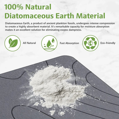 Diatomaceous Earth Mineral Bath Mat - Non-Slip Rectangle Modern Bath Tub Mat, Quick-Drying Super Absorbent Boxed Bathroom Accessory Home Essential
