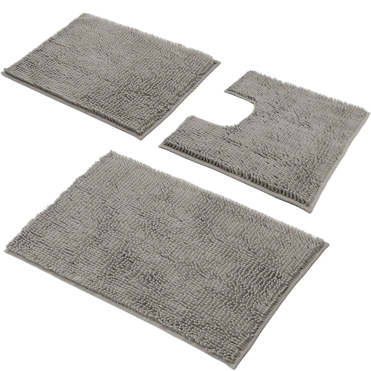 3-Piece Chenille Bathroom Rug Set, Fluffy Cloud-Like Soft Microfiber Bath Mats with Non-Slip & Absorbent Features, Multi-Size Set Pack for Shower & Tub, Machine Washable with Luxury Look, Decor, Room Decor