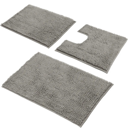 3-Piece Chenille Bathroom Rug Set, Fluffy Cloud-Like Soft Microfiber Bath Mats with Non-Slip & Absorbent Features, Multi-Size Set Pack for Shower & Tub, Machine Washable with Luxury Look, Decor, Room Decor