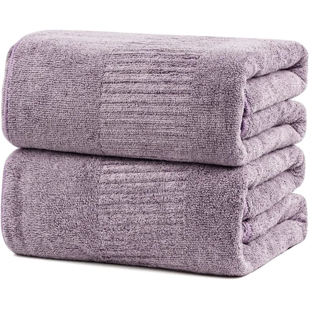 SEISSO Large Bath Towels Wrap 2 or 4 Counts Super Absorbent Soft Lightweight Quick Drying Oversized Family Shares Plain Unisex Home Good Comfortable Bathrobe Hotel Accommodation