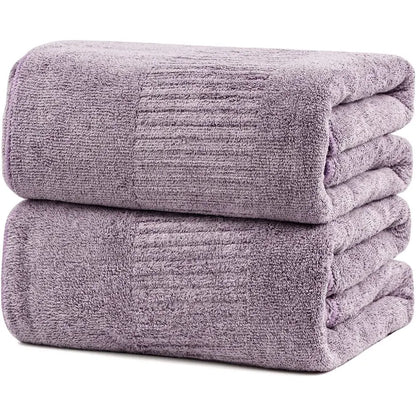 SEISSO Large Bath Towels Wrap 2 or 4 Counts Super Absorbent Soft Lightweight Quick Drying Oversized Family Shares Plain Unisex Home Good Comfortable Bathrobe Hotel Accommodation