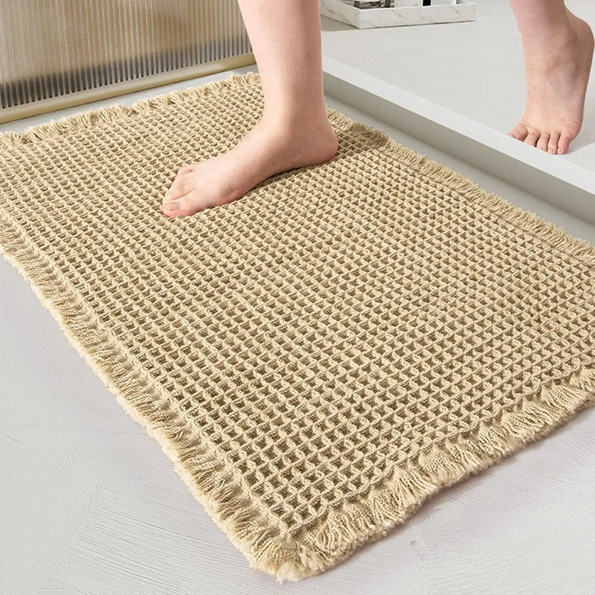 Waffle Bath Mat Runner Non Slip, Ultra Soft Absorbent Bathroom Rug for Shower Tub, Machine Washable, Boho Aesthetic Home Decor Carpet #Summervibes