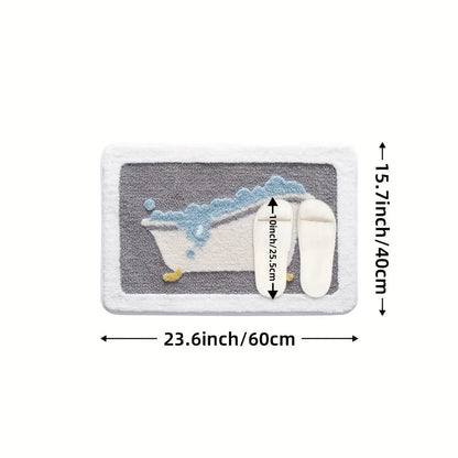 1pc Bathroom Rug Mat, Extra Soft Absorbent Premium Bath Rug, Non-Slip Comfortable Bath Mat for Bathroom Floor, Sink, Bathtub, Shower Room