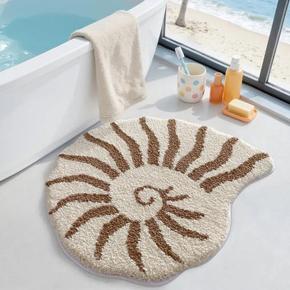 LUMI Thick Ocean Shell Beach Bathroom Rug, Non-Slip Ultra Soft Washable Absorbent Quick Dry Microfiber Mat, 20"x35" for Shower Floor, Bathroom Decor