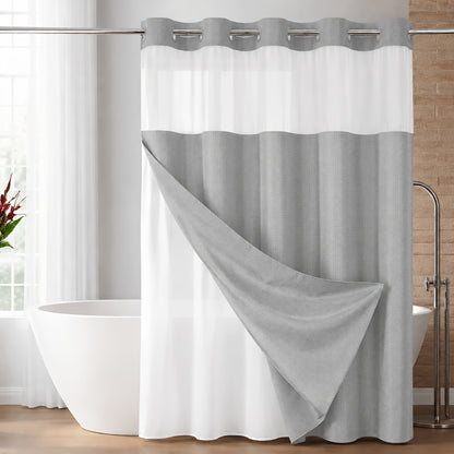 Double Layer Bath Curtain with Large Hole Dots, Polyester