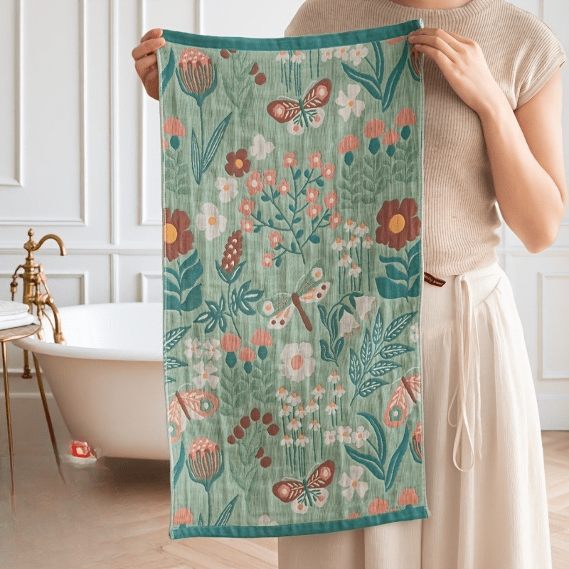 New Four-Layer Gauze Household Towel Set | Thickened, Soft, Absorbent, Quick-Drying Jacquard Hand Towel | Fresh, Pastoral Style Multi-Functional Hand Towel And Kitchen Towel