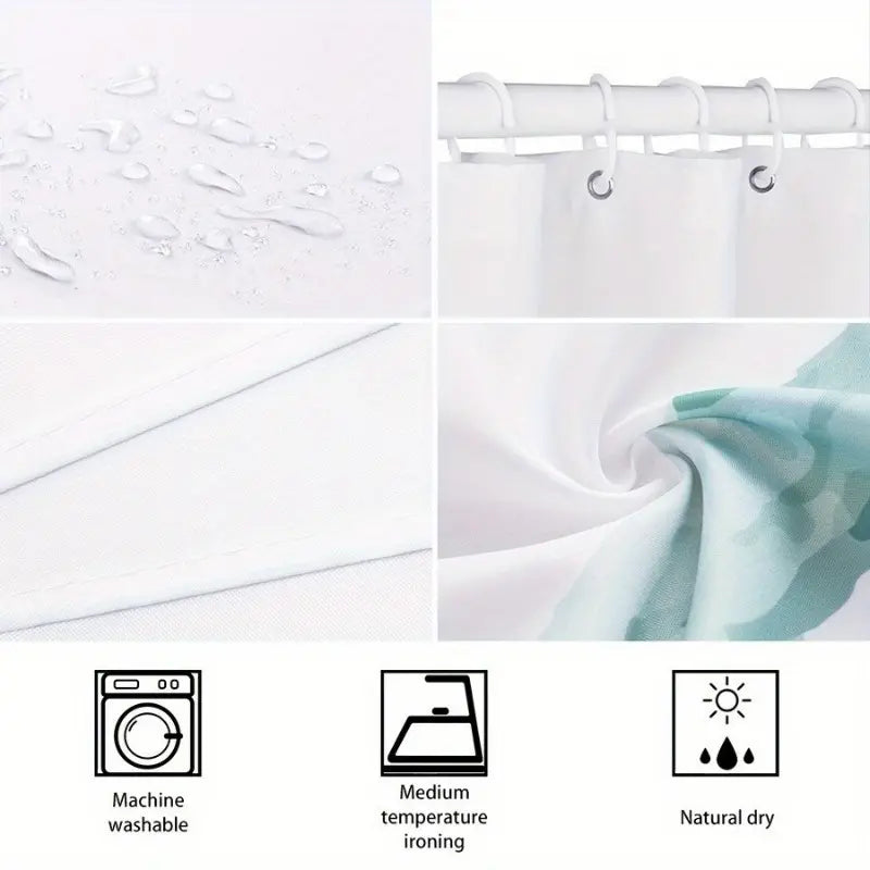 1pc black and white checkered drip pattern waterproof Decorative shower curtain, Bathroom Curtains Shower, bathroom decoration, partition, durable polyester material, easy to clean, machine washable, multiple sizes available, free hook