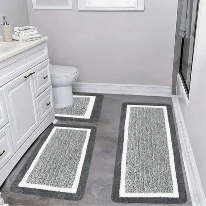 3 Piece Extra Large Bathroom Rugs Sets, Bathroom Shower Rugs With U Shaped Toilet Mat Absorbent Microfiber Plushes Non Slide Bath Rugs Sets Washable Rug
