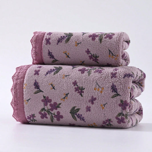 2pcs/4pcs Set, Modern Easy Small Floral Towel And Bath Towel Set Ultra-Soft Ultra-Large Bath Towel Quick-Drying Towel And Bath Towel Non-Shedding High-Absorbent Ultra-Soft Lightweight Style High-Quality Durable Bathroom Additions New Year Style Towe