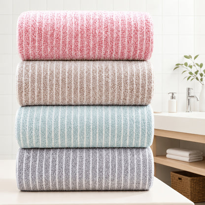 4/8pcs Set, Including One Oversized 41.34X78.74 Inch Star Striped Bath Towel And Three Small Square Towels 11.81X11.81 Inches. Made Of Highly Absorbent Coral, It Dries Quickly Without Shedding Hair. This Includes Beach Towels