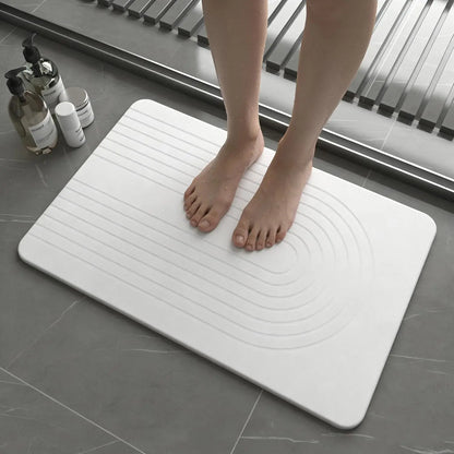 Stone Bath Mat for Bathroom, Diatomaceous Earth Mat - Fast-Drying, Non-Slip, Super Absorbent (23.6"×15.4" White Flow)