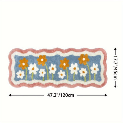 1pc Bathroom Rug Mat, Extra Soft Absorbent Premium Bath Rug, Non-Slip Comfortable Floral Bath Mat for Bathroom Floor, Sink, Bathtub, Shower Room