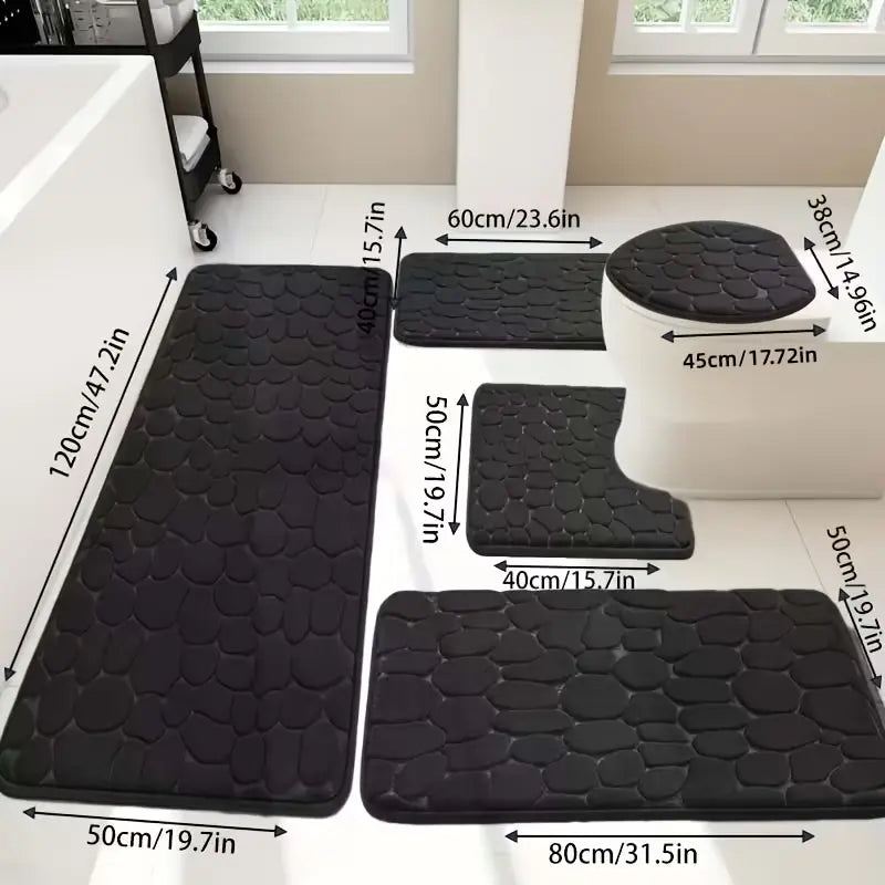 5pcs Premium Foot Memory Bathroom Mat – Absorbent, Quick-Drying Memory Foam, Machine Washable, Thick Non-Slip Rug, Suitable for Shower Areas, Kitchens, Laundry Rooms – Soft and Comfortable Home Decor white design super