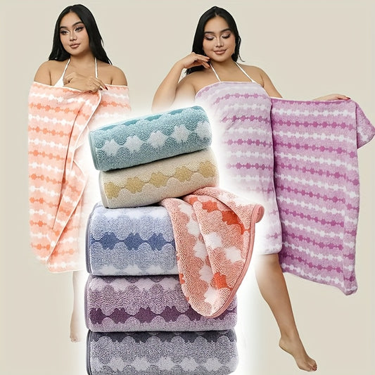 4pcs Extra Large Bath Towel Set for Women, Ultra Soft High Absorbent Quick Drying Modern Design 300 GSM, Solid Color & Random Color Available, Ideal for Spa Yoga Fitness Bathroom, Hand Towel