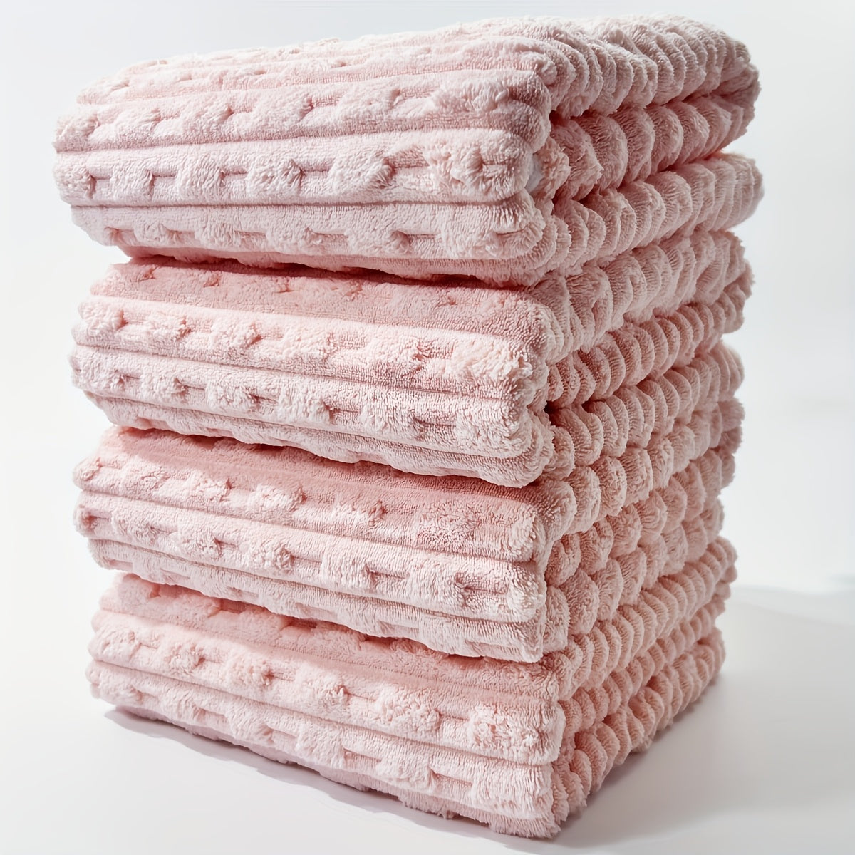 Bath Towels 4-Pack 70 X 140 Cm, 4pcs Bath Towels 70 X 140 Cm/27.5 X 55.1 Inches 4-Packs Ultra-Absorbent Waffle Weave Bath Towels, Soft, Quick-Dry, Durable, Unscented Coral Fleece Towels for Spa, Gym, And Home Use