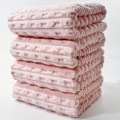 Bath Towels 4-Pack 70 X 140 Cm, 4pcs Bath Towels 70 X 140 Cm/27.5 X 55.1 Inches 4-Packs Ultra-Absorbent Waffle Weave Bath Towels, Soft, Quick-Dry, Durable, Unscented Coral Fleece Towels for Spa, Gym, And Home Use