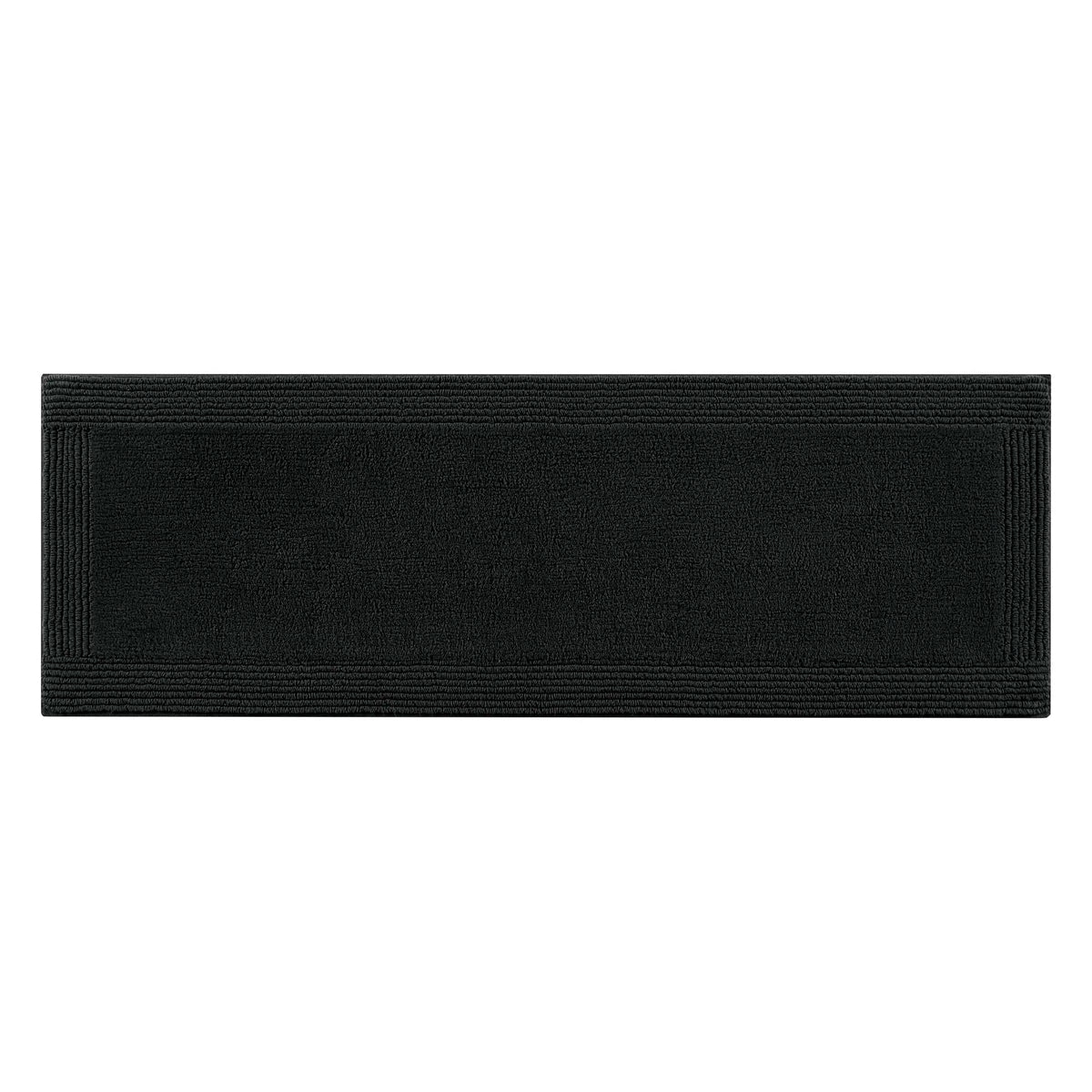 17x24 Inch 100% Cotton Tufted Bath Rug, 3000 GSM Reversible Bathroom Mat, Plush Absorbent Floor Mat for Shower, Vanity, Tub, Black, Machine Washable, Medium Pile 0.5 Inch