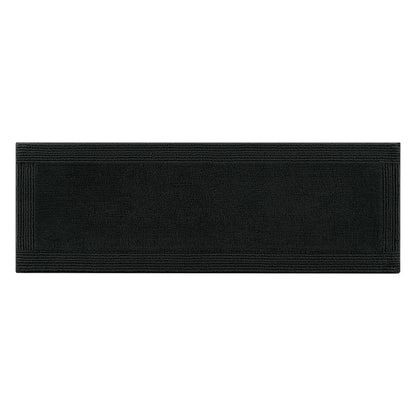 17x24 Inch 100% Cotton Tufted Bath Rug, 3000 GSM Reversible Bathroom Mat, Plush Absorbent Floor Mat for Shower, Vanity, Tub, Black, Machine Washable, Medium Pile 0.5 Inch