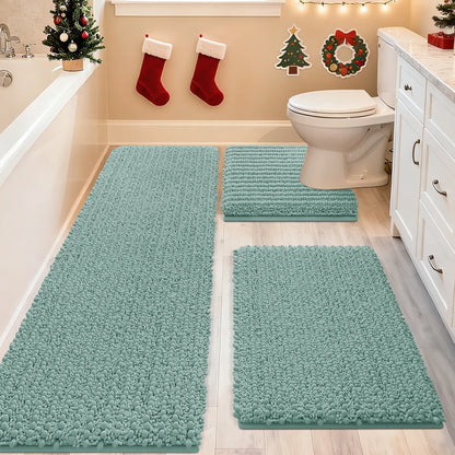 ACCUMTEK Upgrade Extra Large Bathroom Rug Set Ultra Soft, Thick Absorbent Bath Mats, Non Slip Chenille Toilet Mat for Bathroom, Bedroom, Kitchen