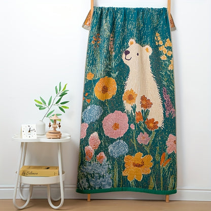 New Style Pure Cotton Gauze Bath Towel, Extra Large and Thick, Luxury Yarn-dyed Jacquard with Floral Pattern, for Couples Home Use, Water-absorbent and Quick-drying, Multi-layer Gauze, Skin-friendly and Breathable, Large Adult Bath Towel for Wrapping