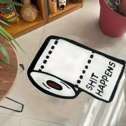 Modern Oval 1-Piece Soft Bath Mat - Funny Toilet Paper Shape, Slip-Safe Base with Stays Put Grip, Washable Home Supplies for Bathroom, Bedroom, Bathroom Floor Mat