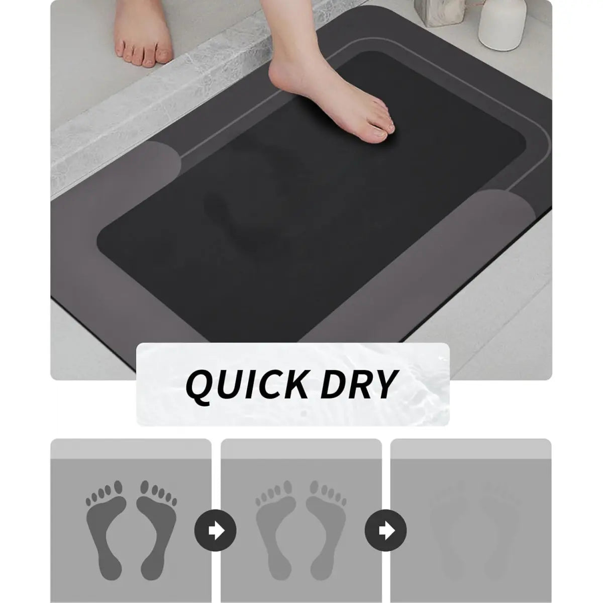 Housego Non-Slip Bathroom Mat Set of 3 Counts Water Absorbent Rug for Bathroom LivingRoom Kitchen Laundry Home Decor HygienicEnvironment Restroom Accessories Super Absorbent Non Stick Mat - Silicone - Rubber