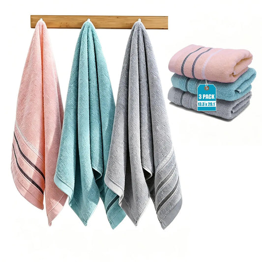 3 Pack Unisex Fade Resistant Towel Sets - Ultra Soft, Quick-Drying, Absorbent Cotton Bath Towels for Home Bathroom, Fur & Skin Care Use
