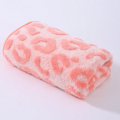 [Pink Leopard Towel Set] 2pcs Set, Pink Series, Modern Easy Fashion Coral Fleece Jacquard Craft, Towel And Bath Towel Set, Cute Leopard Print, Ultra-Soft, Quick-Dry, High-Quality, Durable Bathroom Accessory, Towel Size 34Cm X 75Cm