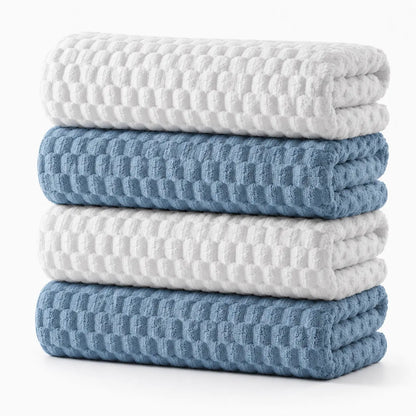 REDKISS 4-Pack 180g Microfiber Body Towels - Extra Large, Luxury Plush Waffle, Quick Drying Absorbent Multifunctional, Cold Wash Compatible for Bathroom, Spa