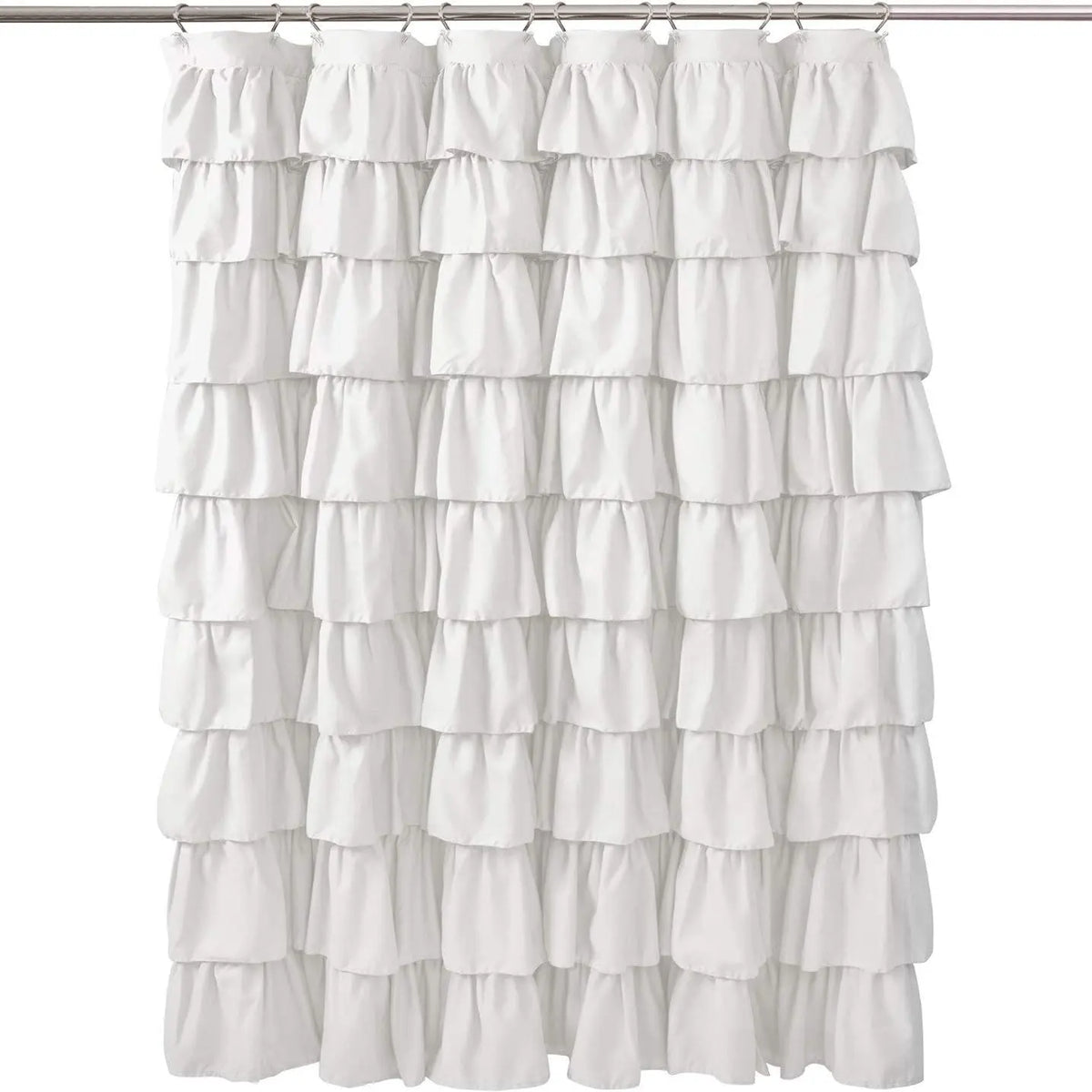 Ruffle Trim Shower Curtain, Soft Washable Polyester Cloth, Fabric Shower Curtain, Shower Curtains Washable, Water-repellent Shower Curtain, Bathroom Accessories, Home Decor Supplies, Waterproof Bathroom Curtain, Bathroom Decoration Accessories