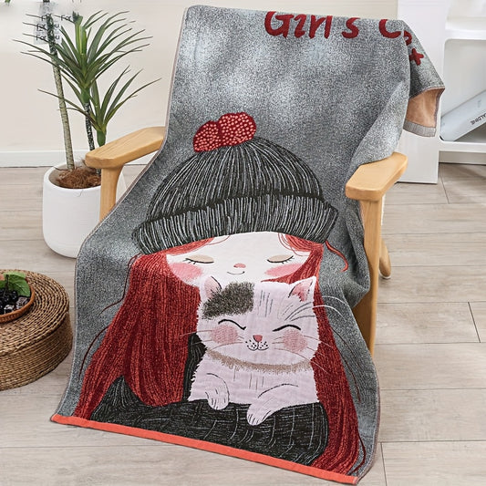 1pc 100% Cotton Bath Towel, Soft, Quick-Drying, And Absorbent. Ideal for Bedding, Sofa Throws, Or Outdoor Beach Use. Perfect for Home Or Beach Outings And Other Locations. A Great Gift For, Measuring 31 by 63 Inches