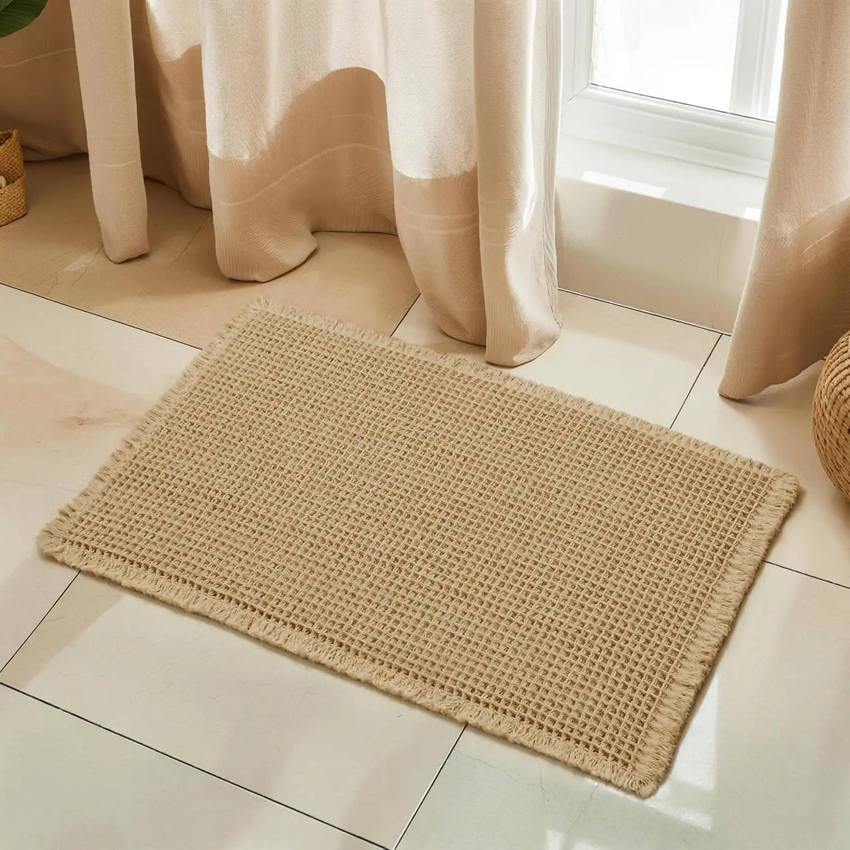 Waffle Bath Mat Runner Non Slip, Ultra Soft Absorbent Bathroom Rug for Shower Tub, Machine Washable, Boho Aesthetic Home Decor Carpet #Summervibes