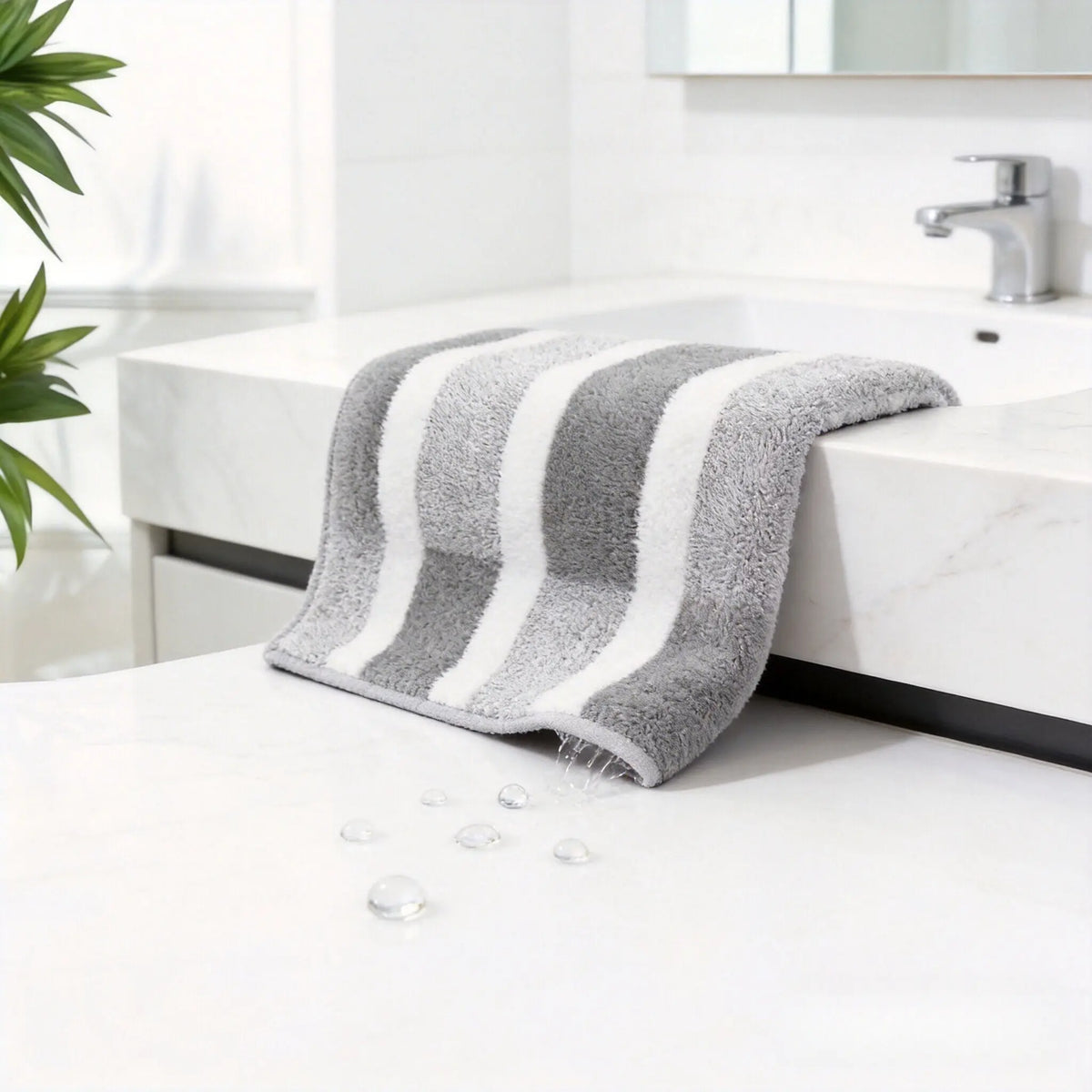 Modern 8-Piece Premium Striped Towel Set, Ultra Soft Water Absorbent Quick Dry Bath & Hand Towels for Bathroom, Gym