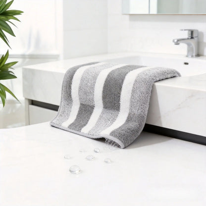 Modern 8-Piece Premium Striped Towel Set, Ultra Soft Water Absorbent Quick Dry Bath & Hand Towels for Bathroom, Gym