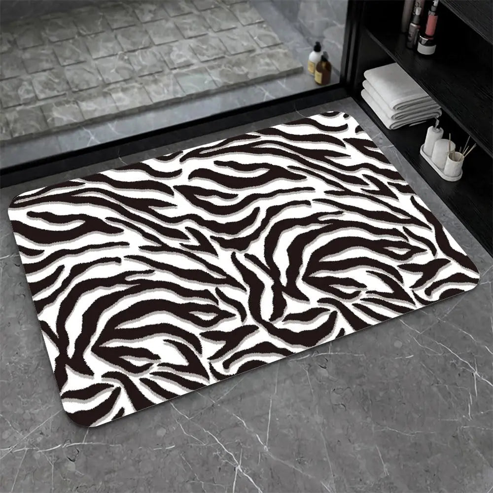 Diatomaceous Earth Bath Mat,Black Funny Skull Non-Slip Volume Super Absorbent Fast Drying for Bathroom Kitchen Door mat,Eco-Friendly Easy to Clean 16×24Inch (40 * 60cm)
