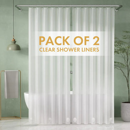 AmazerBath 2-Pack 3G Waterproof PEVA Inner Shower Curtain Liners, Lightweight with Weighted Stones, 12 Rustproof Metal Grommets, Washable Water-Resistant EVA Grommet Options for Bathroom Decor, Inner Shower Curtain Liner
