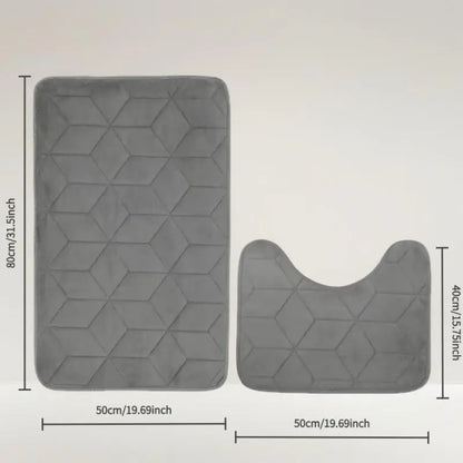 Two-piece set of bath mat and toilet mat, water-absorbent and quick-drying, non-slip, Bath Mats For Bathroom