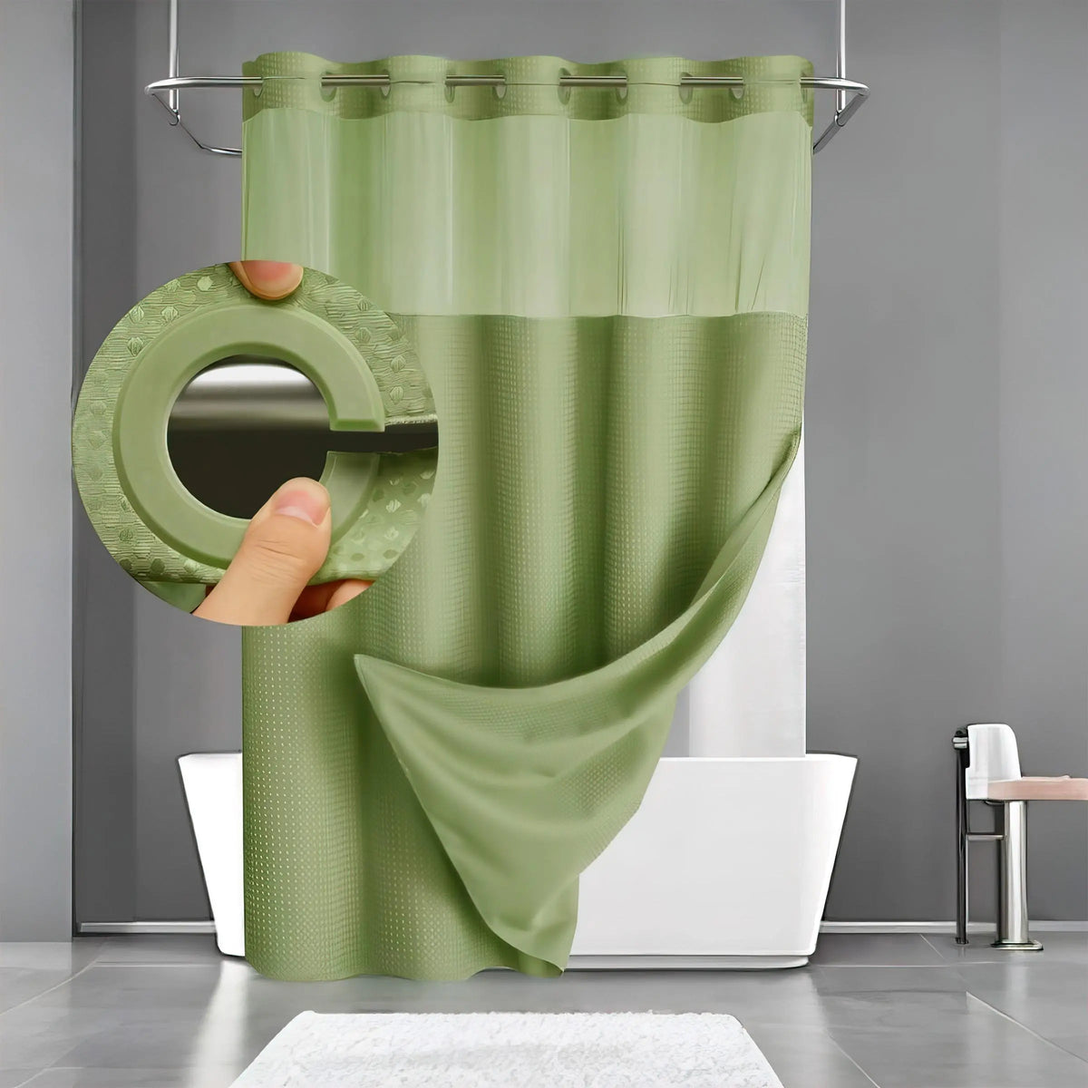 Waffle Texture Modern Waterproof Shower Curtain, Decorative Bathroom Accessory for Hotel, Salon & Dormitory Decor #GLOBAL PICKS
