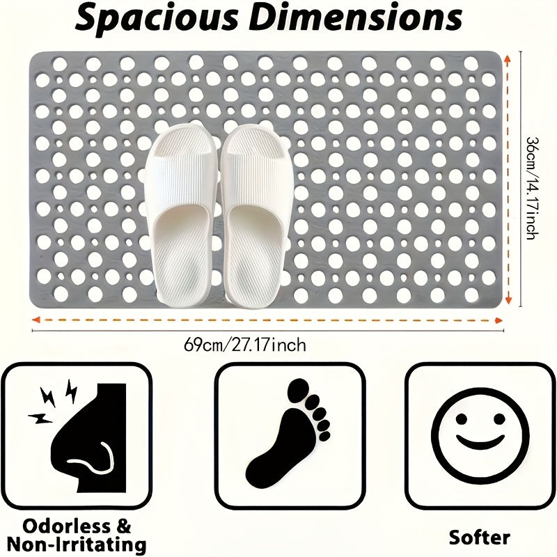 1 Quick-Dry Non-Slip Shower Mat with Round Hole Design - Non-Slip Bathroom Floor Mat, Fast-Draining and Massage Ring Mat, Suitable for Bathtubs, Showers, Restrooms, and Hotel Bathrooms - Easy-to-Clean Bathroom Accessory, Non-Slip Shower Mat