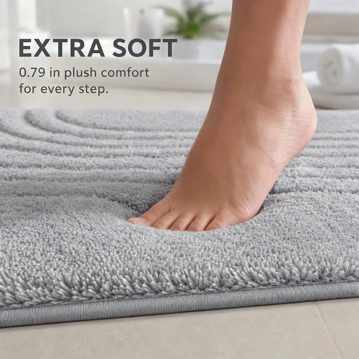 Bathroom Rug Set 3 count,Ultra Absorbent Quick Dry Bathroom Mats | Microfiber Bath Mat Shower Rug Runner Non Slip,Super Soft U Shaped Toilet Mats Floor Carpet,Grey