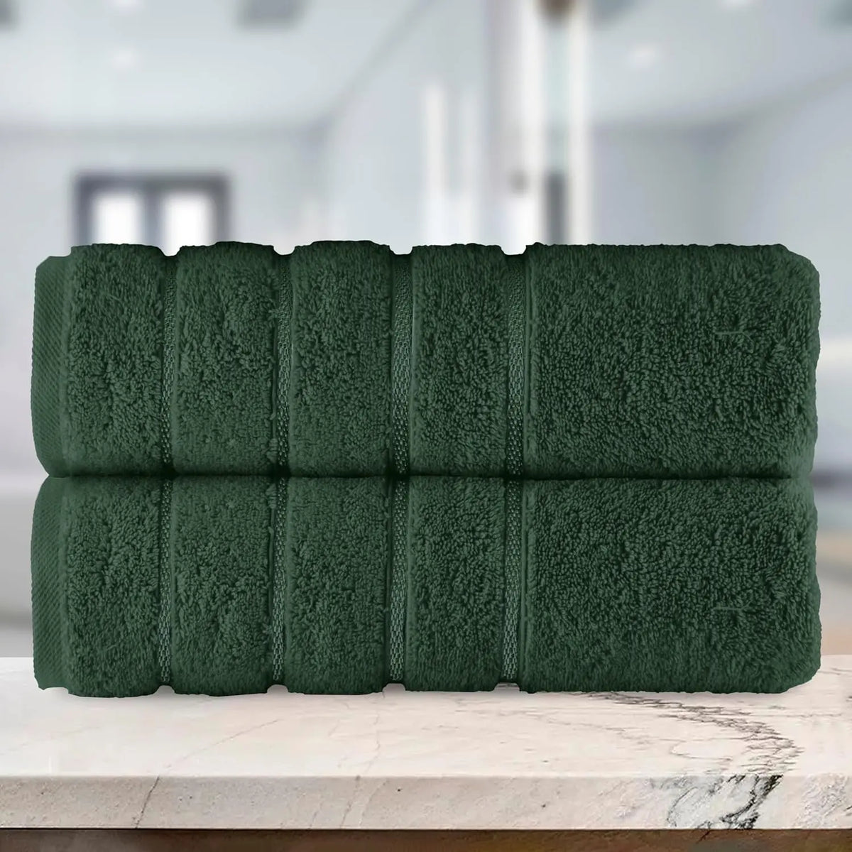 Mocassi Fluffy Thick 2-Pack Premium Turkish Cotton 4-Line Stripe Bath Towel Set, Absorbent Breathable Water-Absorbent Body Towels, 27x54 in