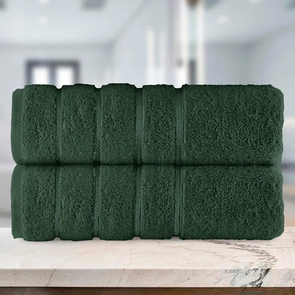 Mocassi Fluffy Thick 2-Pack Premium Turkish Cotton 4-Line Stripe Bath Towel Set, Absorbent Breathable Water-Absorbent Body Towels, 27x54 in