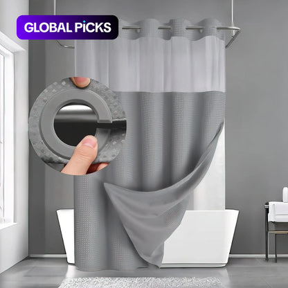 Waffle Texture Modern Waterproof Shower Curtain, Decorative Bathroom Accessory for Hotel, Salon & Dormitory Decor #GLOBAL PICKS