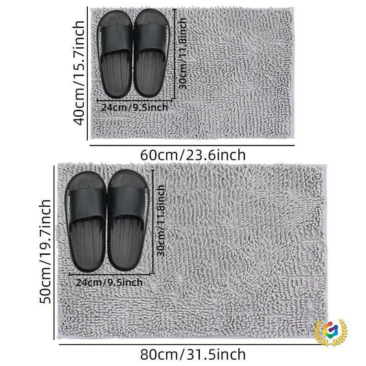 Plush Low-Density Low-Lint Water Absorbent Bathroom Mat - Washable Soft Absorbent Dog Drying Doormat, Quick-Drying Chenille Indoor-Outdoor Bathroom Rug, Gray